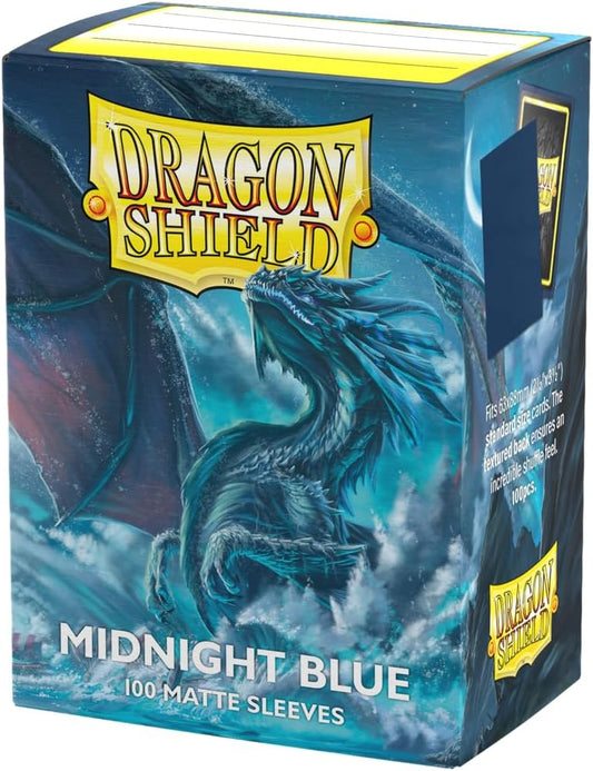 Hot Dragon Shield | Standard Size Card Matte Sleeves | 100 CT - Smooth & Tough Premium TCG Sleeves | Compatible with Pokemon, Flesh & Blood, One Piece & Magic the Gathering | Midnight Blue