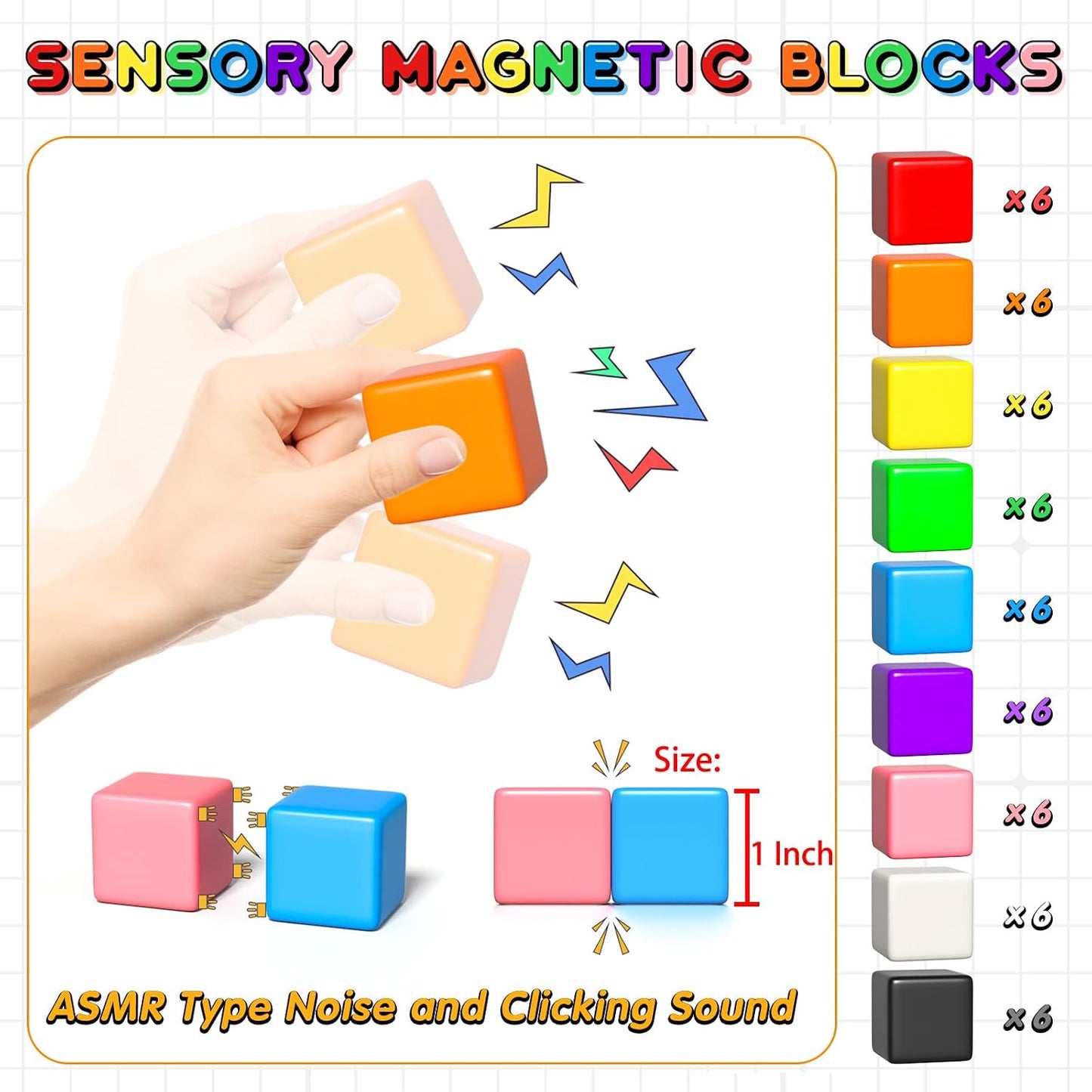 HotApluses 54 PCS Magnetic Blocks, Magnetic Building Blocks for Toddlers 3+, Montessori Toys, Magnet Cubes, Preschool STEM Educational Sensory Magnet Toys for Kids Ages 3-5 Year Old Boys and Girls