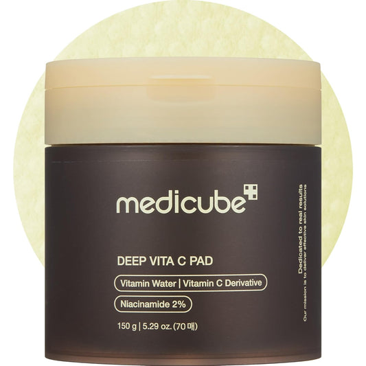 Hotmedicube Toner Pads Deep Vita C Facial Toner Pad for Uneven Skin Tone & Texture | Vitamin Water and 3 Types of Vitamin, Deeply Hydrating & Resurfacing Pad | Korean Skin Care, 70 Pads (1 Pack)