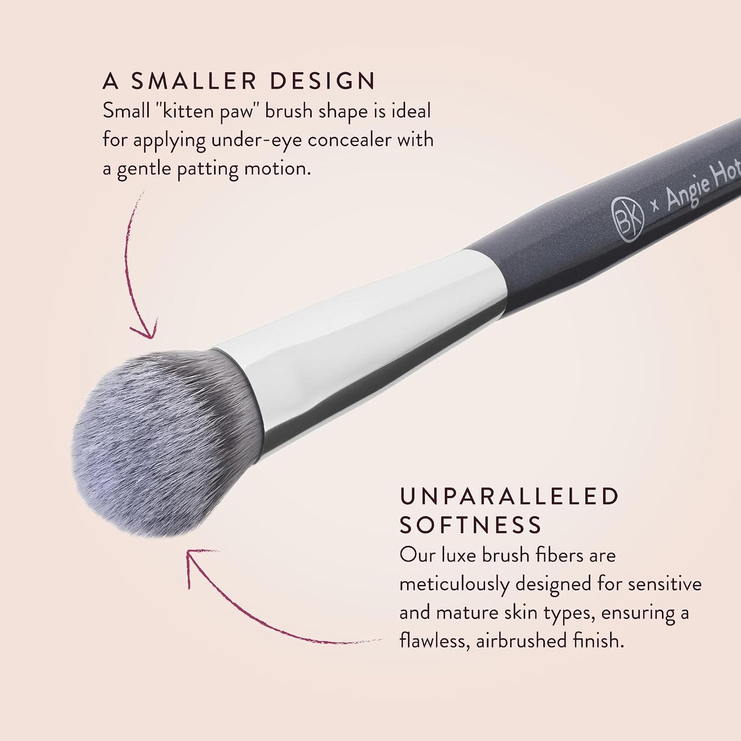 HotBK BEAUTY BRUSHES - ANGIE HOT & FLASHY A506 CONCEALER - Viral "Kitten Paw" Face Brush - Under-Eye Concealing and Contouring - Makeup Brushes