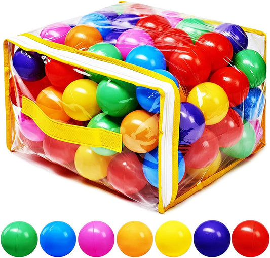 HotHovenlay Ball Pit Balls Phthalate Free BPA Free Crush Proof Plastic - 7 Bright Colors in Reusable Play Toys for Kids with Storage Bag