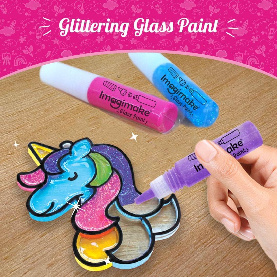 HotImagimake Window Art - Princess, DIY Mess-Free 16 Pieces Suncatcher Kit | Stained Glass Painting Craft Activity for Kids, Birthday Gift for Girls Ages 5,6,7,8,9,10,12 Years Old