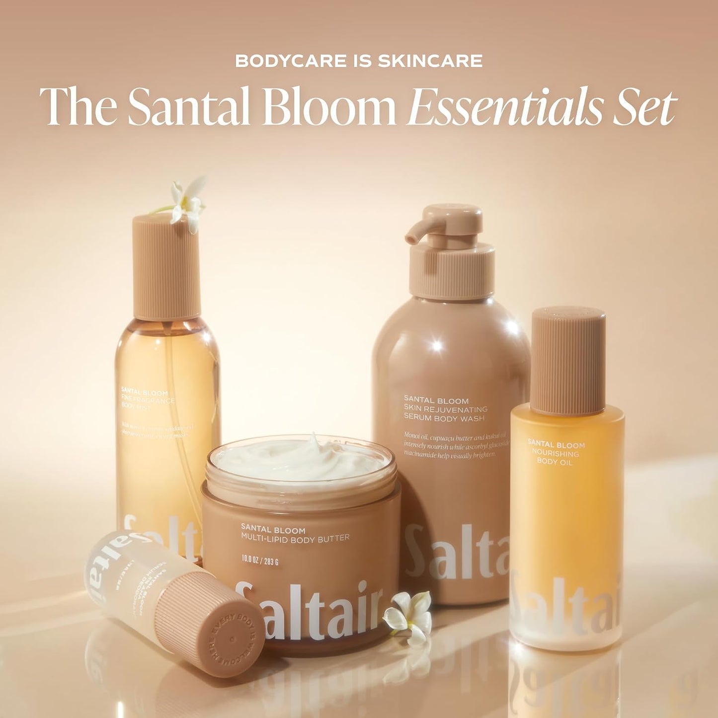 HotSaltair Multi-Lipid Body Butter - Rich, Nourishing Hydrating Body Cream with Ceramide Complex, Coconut Oil, Shea Butter, and Sea Buckthorn. Moisturizing Dry Skin Care. 10oz Jar - Santal Bloom