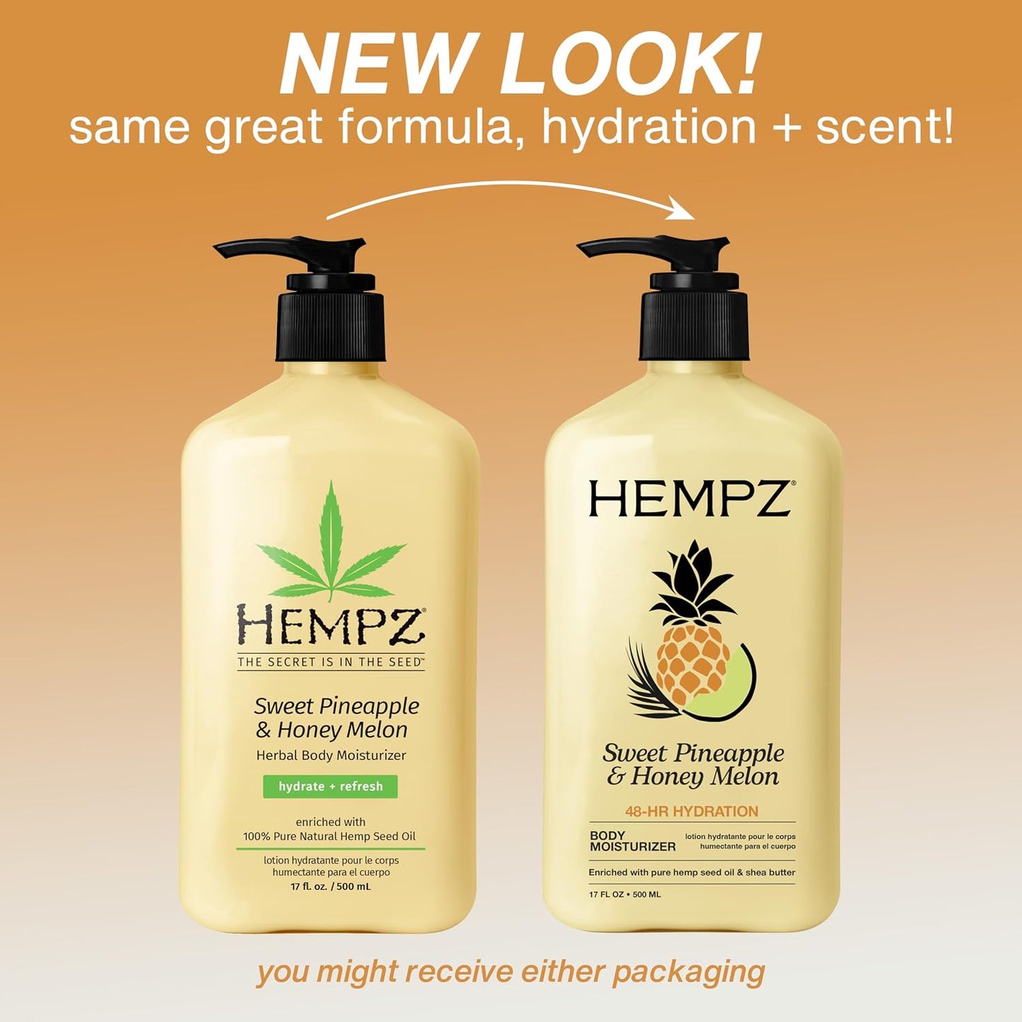 HotHEMPZ Body Lotion - Sweet Pineapple and Honey Melon - Daily Moisturizing Cream - 17oz
