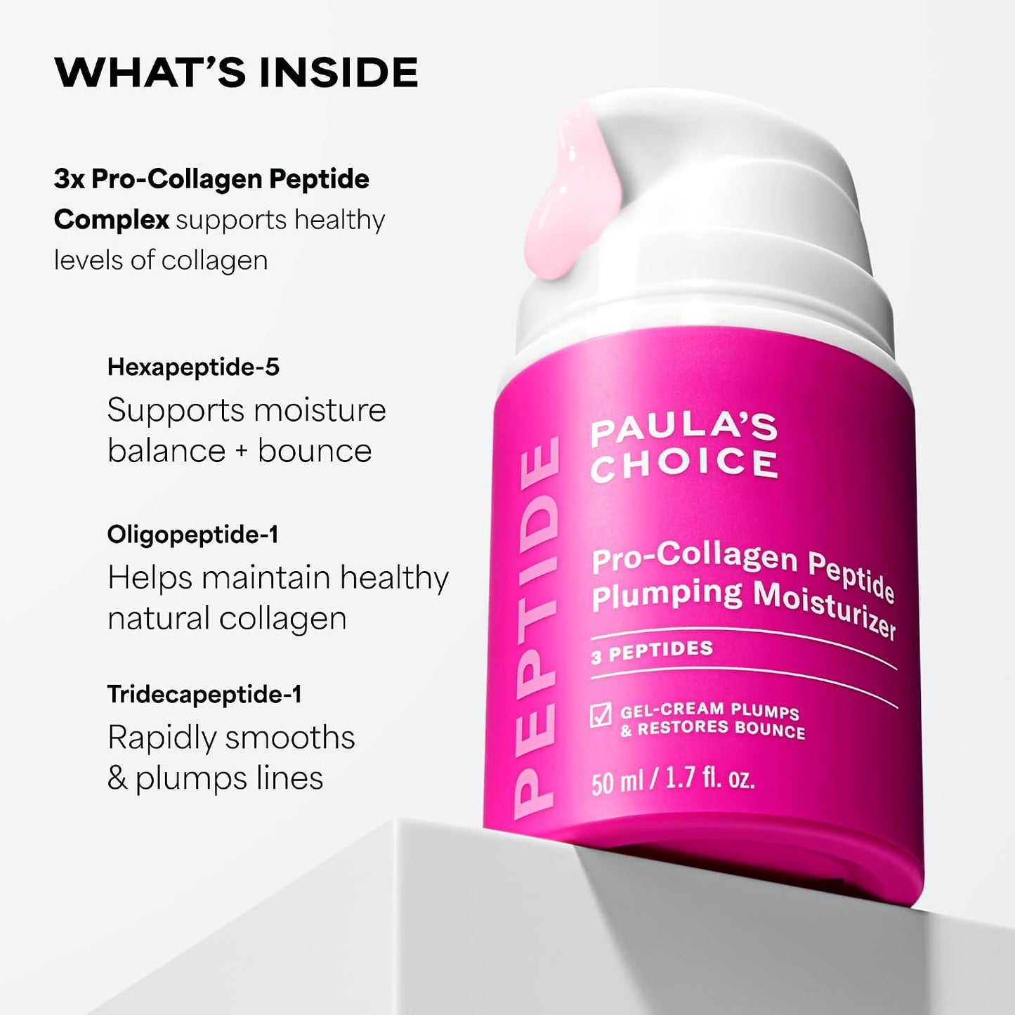 HotPaula's Choice Pro-Collagen Peptide Plumping Face Moisturizer, Daily Gel Face Cream for Deep Lightweight Hydration, Wrinkles & Loss of Firmness, Fragrance-Free, 1.7 Fl Oz