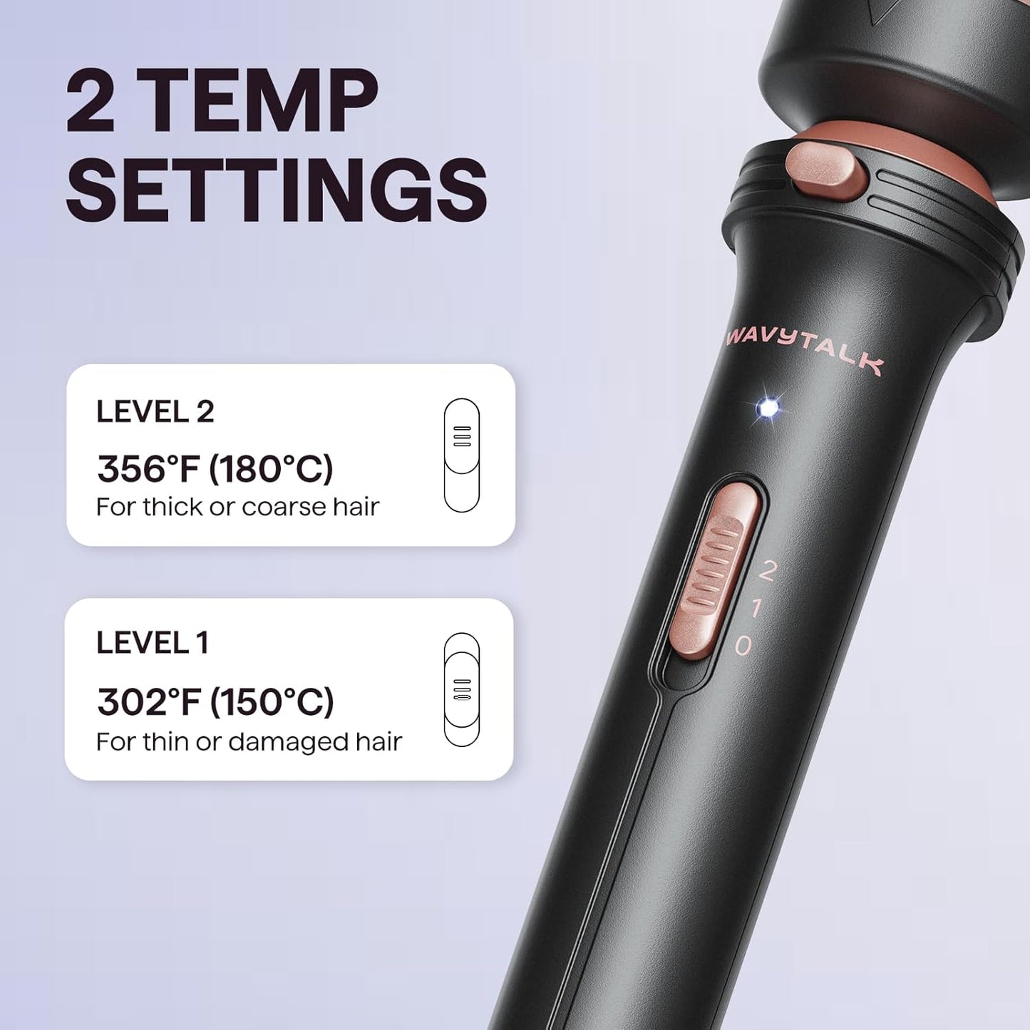 HotWavytalk Thermal Brush 1.5" Detachable Heated Round Brush for Blowout Look | Detachable Brush Head Includes Travel Pouch, Create Voluminous Blowout Look, Tourmaline Ceramic, 2 Temp Settings Dual Voltage