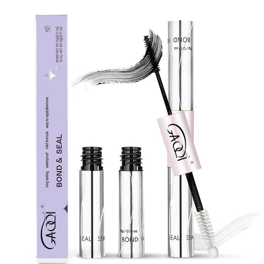 HotGAQQI Lash Cluster Glue, Lash Bond and Seal Waterproof, Bond & Seal Eyelash Glue for Clusters, Eyelash Adhesive Black Long-Lasting 72H, Latex-Free（5ml+5ml）
