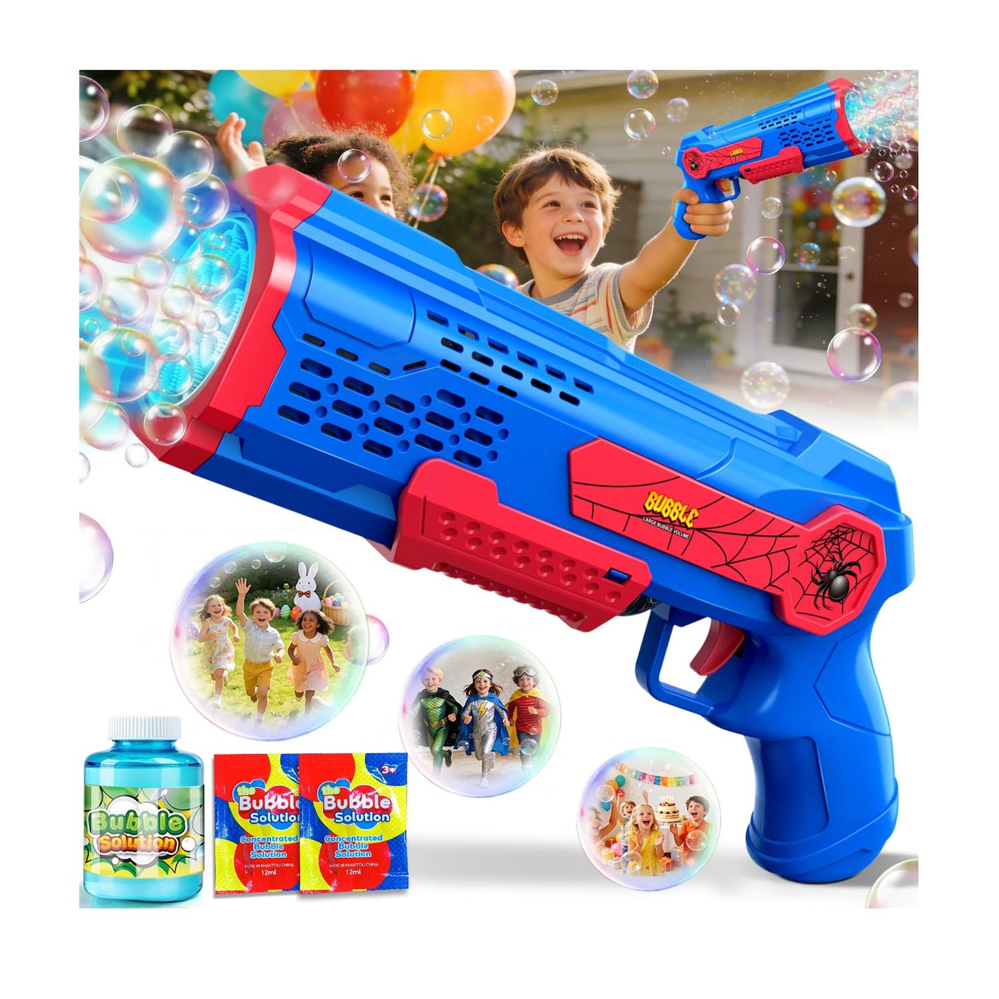 Hot Zerhunt Lightweight Automatic Bubble Gun: 2 Pack Bubble Blaster for Kids 4-8 with Bubble Solution & LED Light - 15000+ Bubbles Per Minute Easy for Kids to Hold - Great Party Outdoor Toy