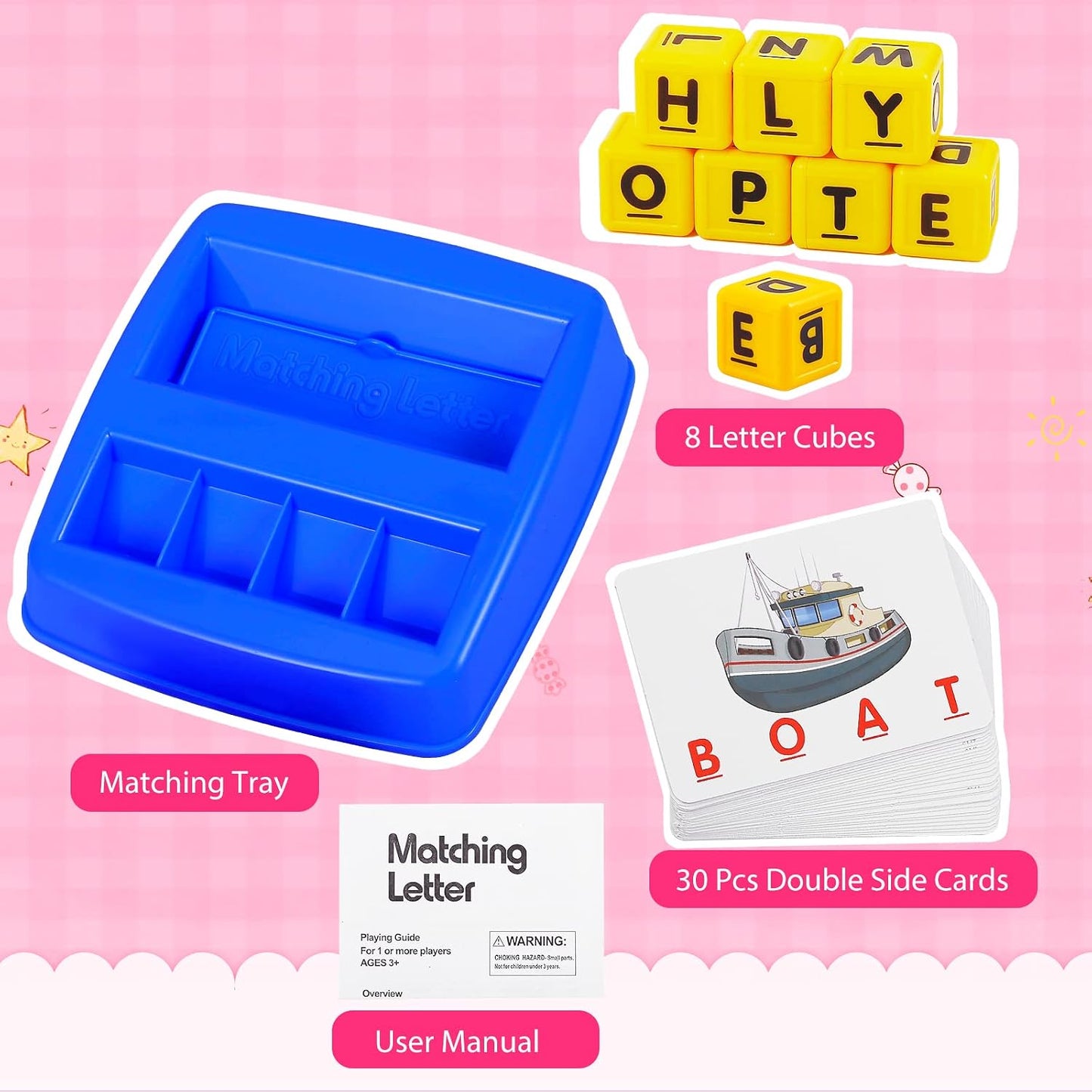 Hot Matching Letter Game, Spelling Word and Increases Memory, Early Learning Educational Toy for Preschool & Kindergarten Kids Over 3-8 Years Old