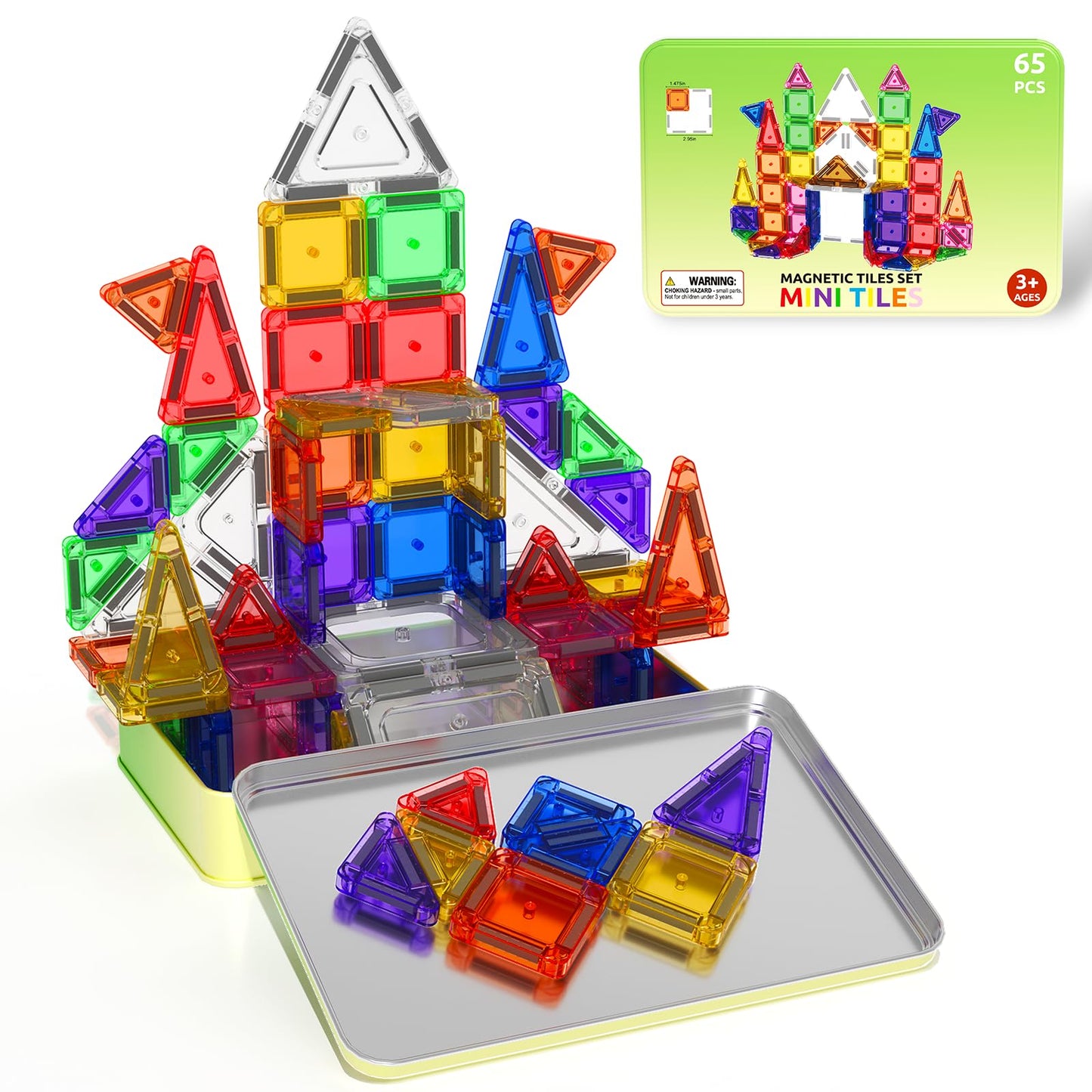 Hot Magnetic Tiles Mini Travel Toddler Set, Magnetic Blocks Building Kids Toys & Games, Montessori Preschool Classroom Must Haves Educational Learning Sensory Toys for 3+ Year Old Boys Girls Birthday Gift