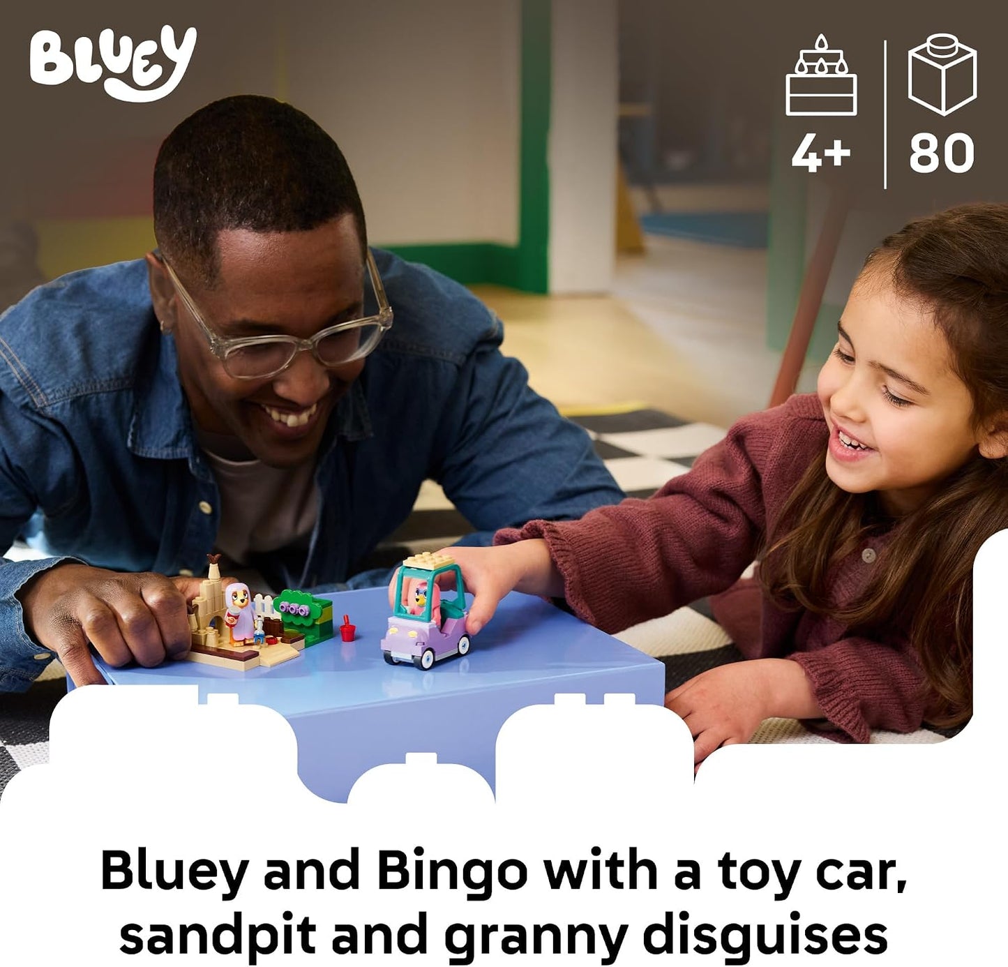HotLEGO Bluey Grannies with Bingo and Bluey - Building Toy for Girls & Boys, Ages 4+ - Toddler Car & Playset with 2 Characters - Gift for Birthdays - 11216