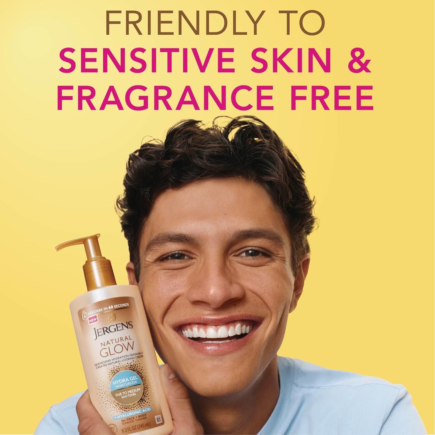 HotJergens Natural Glow Hydra Gel Self Tanner, Fair to Medium, 8.3 fl oz | Gradual Self Tanning Gel, Hyaluronic Acid, Hydrating, Fragrance-Free, Fair to Medium Skin, Buildable Glow