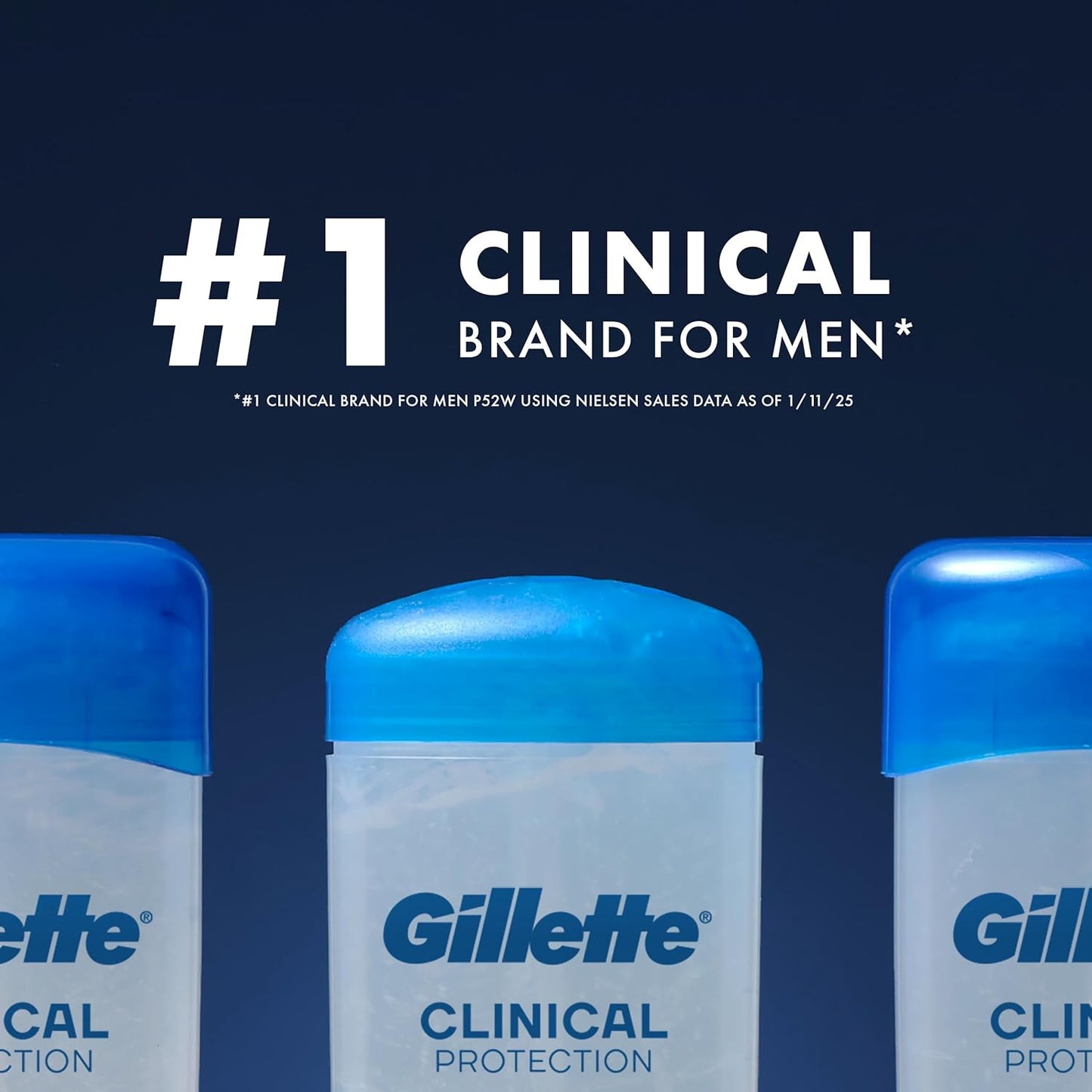 HotGillette Clinical Antiperspirant and Deodorant for Men, 100HR Clinical Strength Sweat & Odor Protection, Long Lasting Freshness, Anti-White Mark Technology, Clear Gel, Cool Wave Scent, 2.6 oz