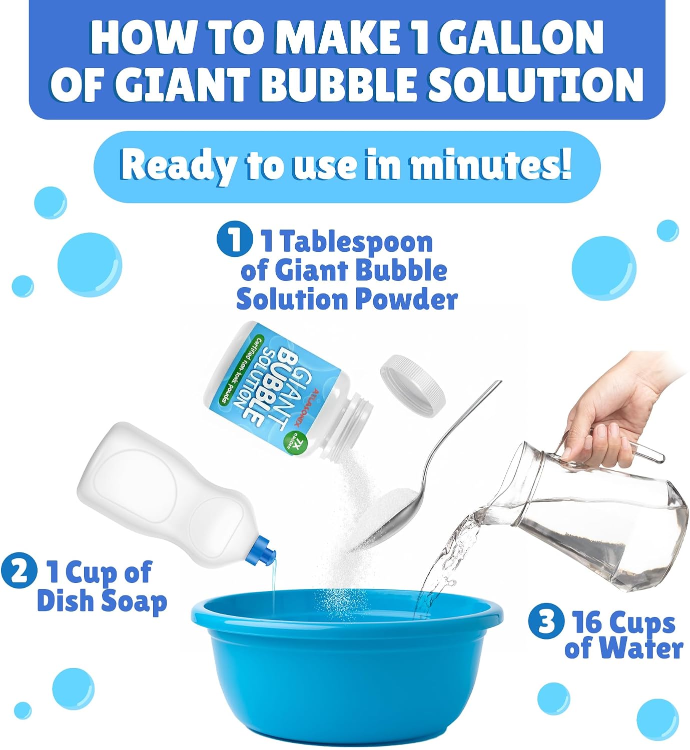 HotGiant Bubble Solution - Bubble Wands, Bubbles for Kids, Kids Bubbles Mix Powder Makes 896 OZ (7 Gallons) - The Original Solution Mix | 100% Kid Safe