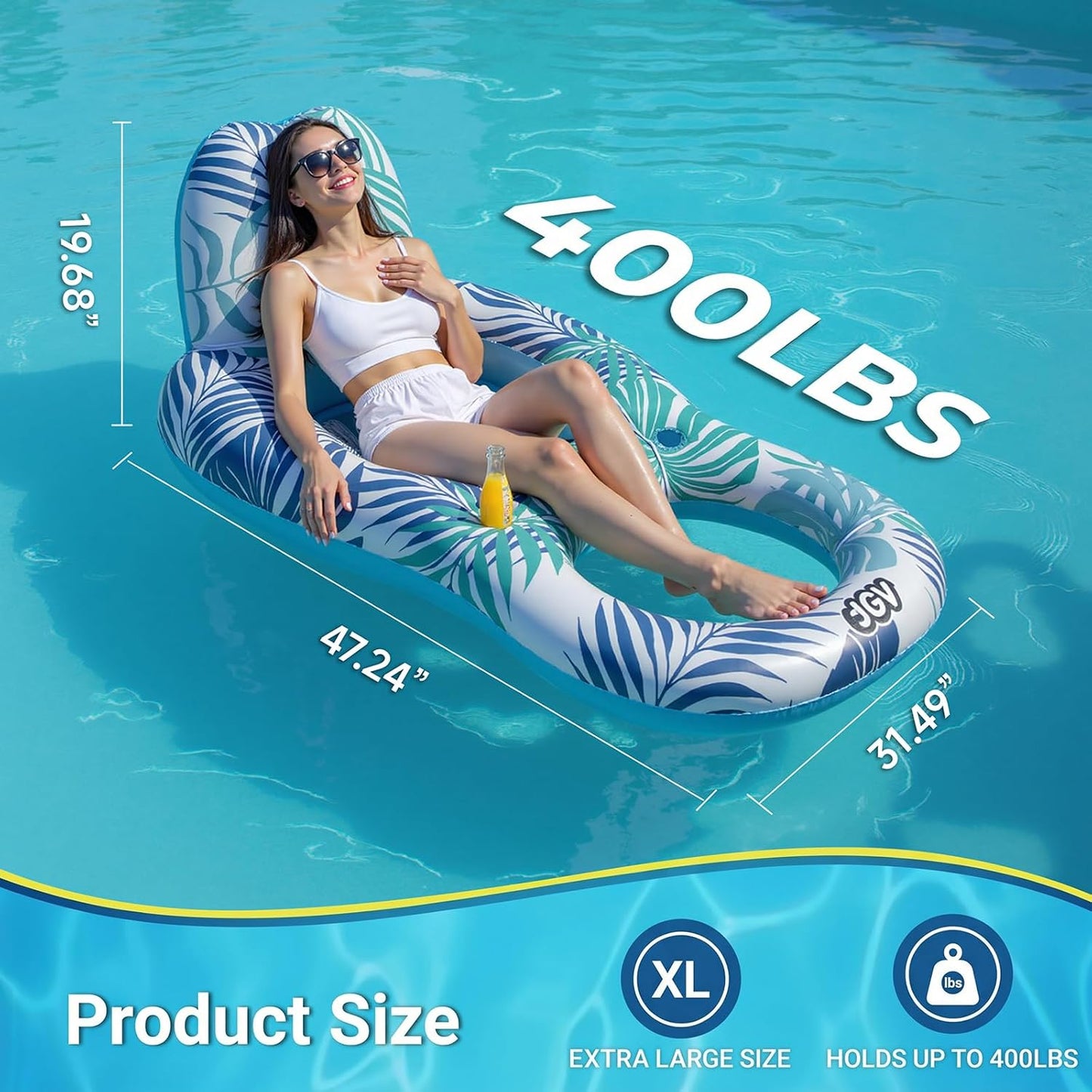 Hot Pool Floats for Adults,Inflatable Chair Lounger Floaties with Drink Holder,Travel Pool Beach Lake Swim Inflatables Water Floating Rafts