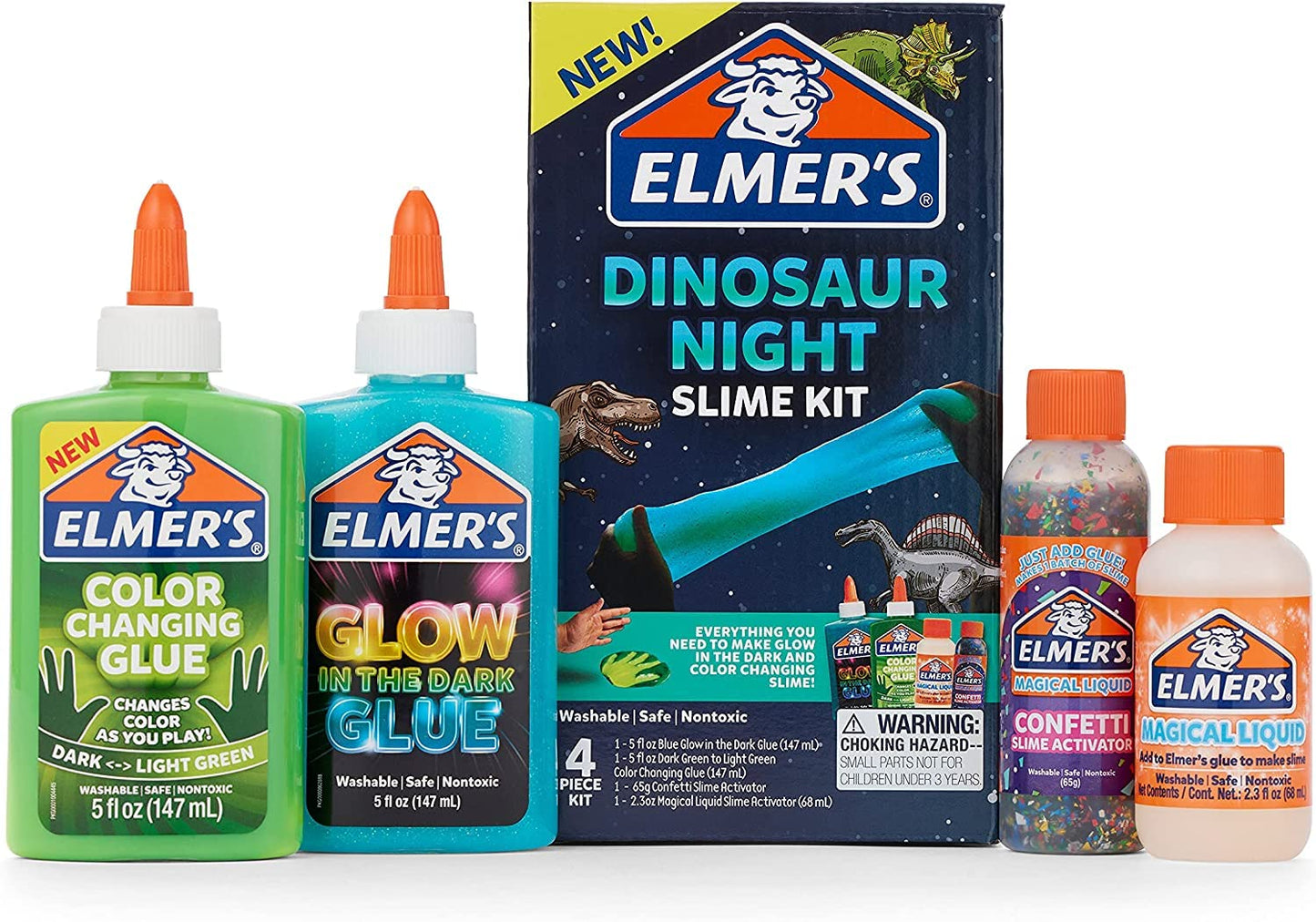 HotElmer’s Fluffy Slime Kit, Includes Translucent Color Glue, Glitter Glue, Fluffy Slime Activator, 4 Count - Perfect for Birthday Parties, Summer Fun, Creative Kids Activity