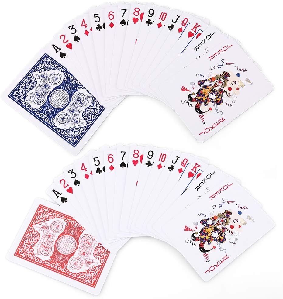 HotLotFancy Playing Cards, 12 Pack, Decks of Cards Bulk, Poker Size, Standard Index, for Blackjack, Euchre, Canasta Card Game, 6 Blue and 6 Red, Casino Grade Poker Cards