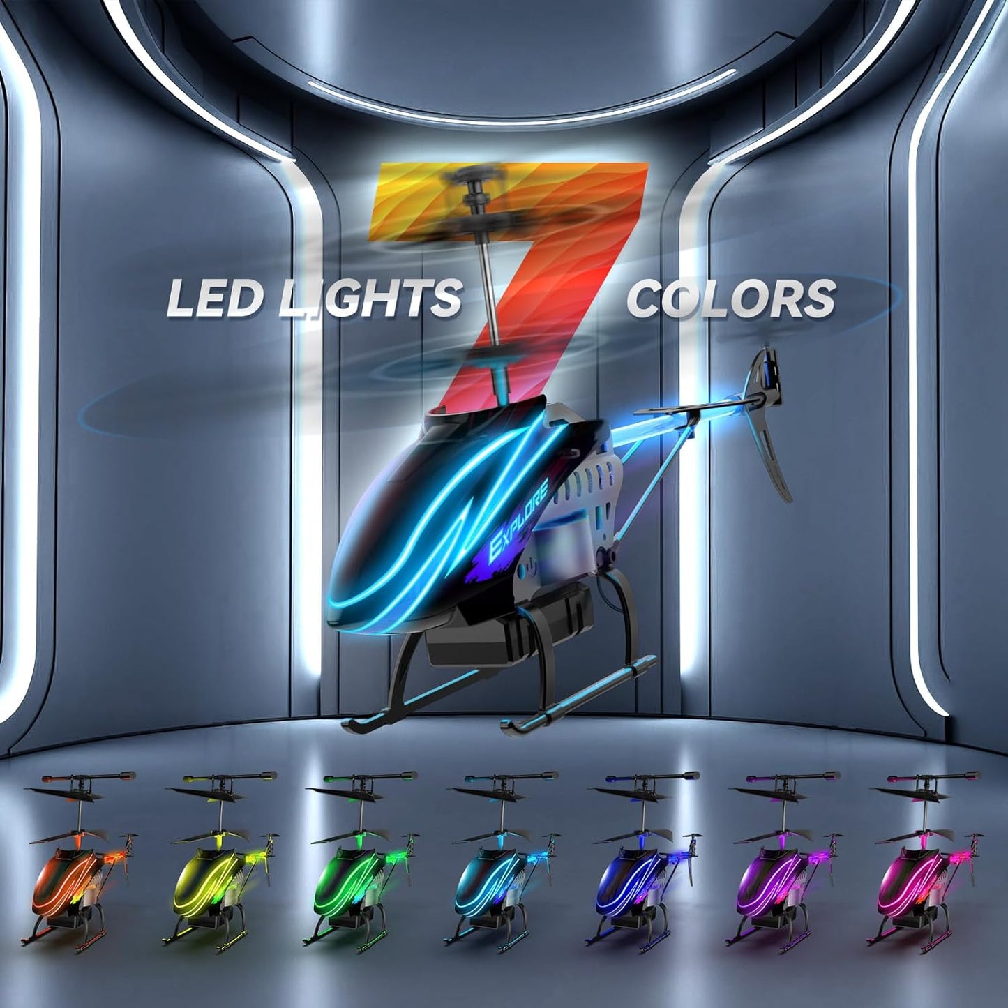 Hot BUSSGO RC Helicopter, Remote Control Helicopter for Kids with 30Mins Flight(2 Batteries), 7+1 LED Light Modes, Altitude Hold, RC Toys for Boys Girls