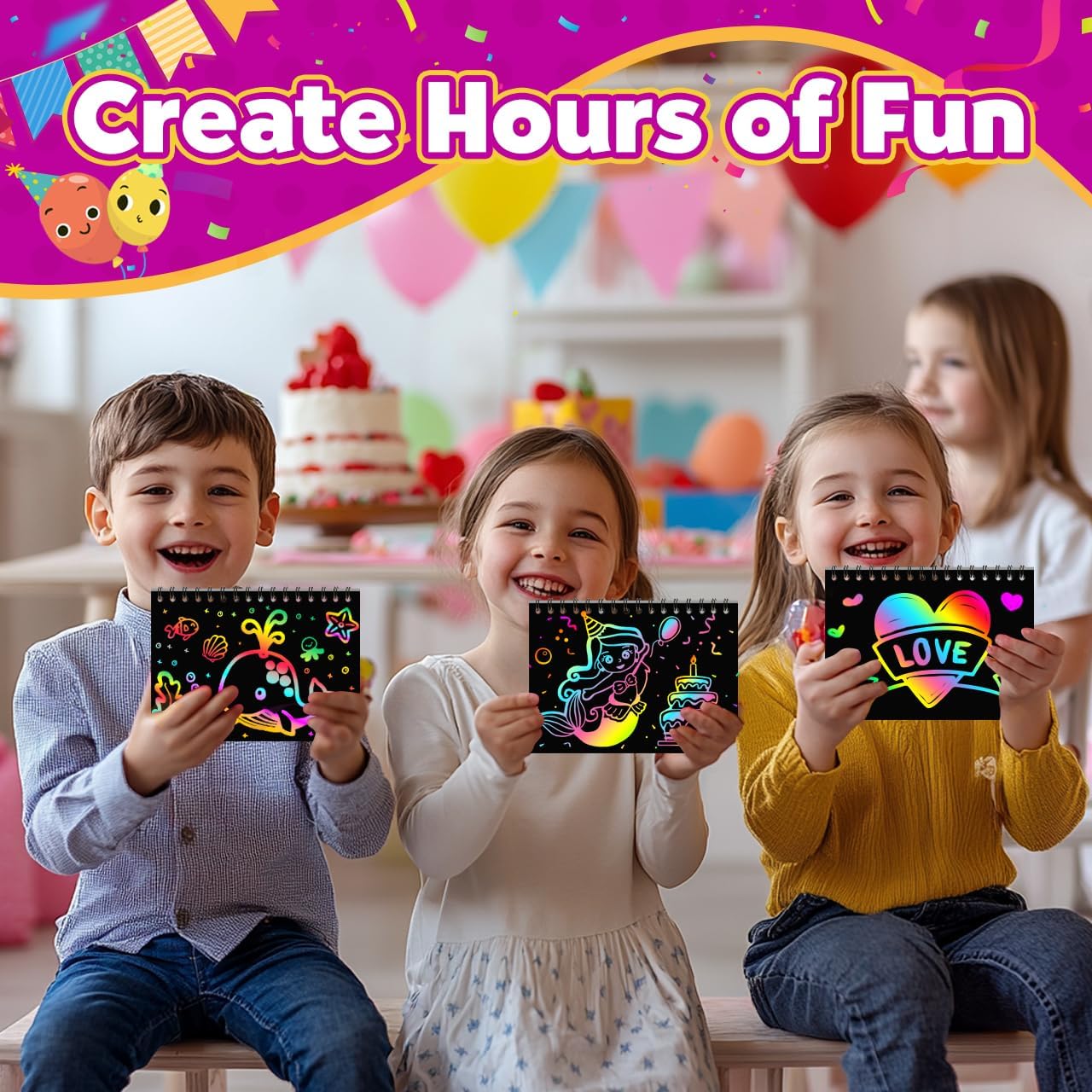 Hot Party Favors for Kids 4-8-12: 24 Pack Scratch Rainbow Art Crafts Notebook, Coloring Book Goodie Bags Stuffers Kit, Bulk Birthday Gift Classroom Prizes Girl Boy Toddler