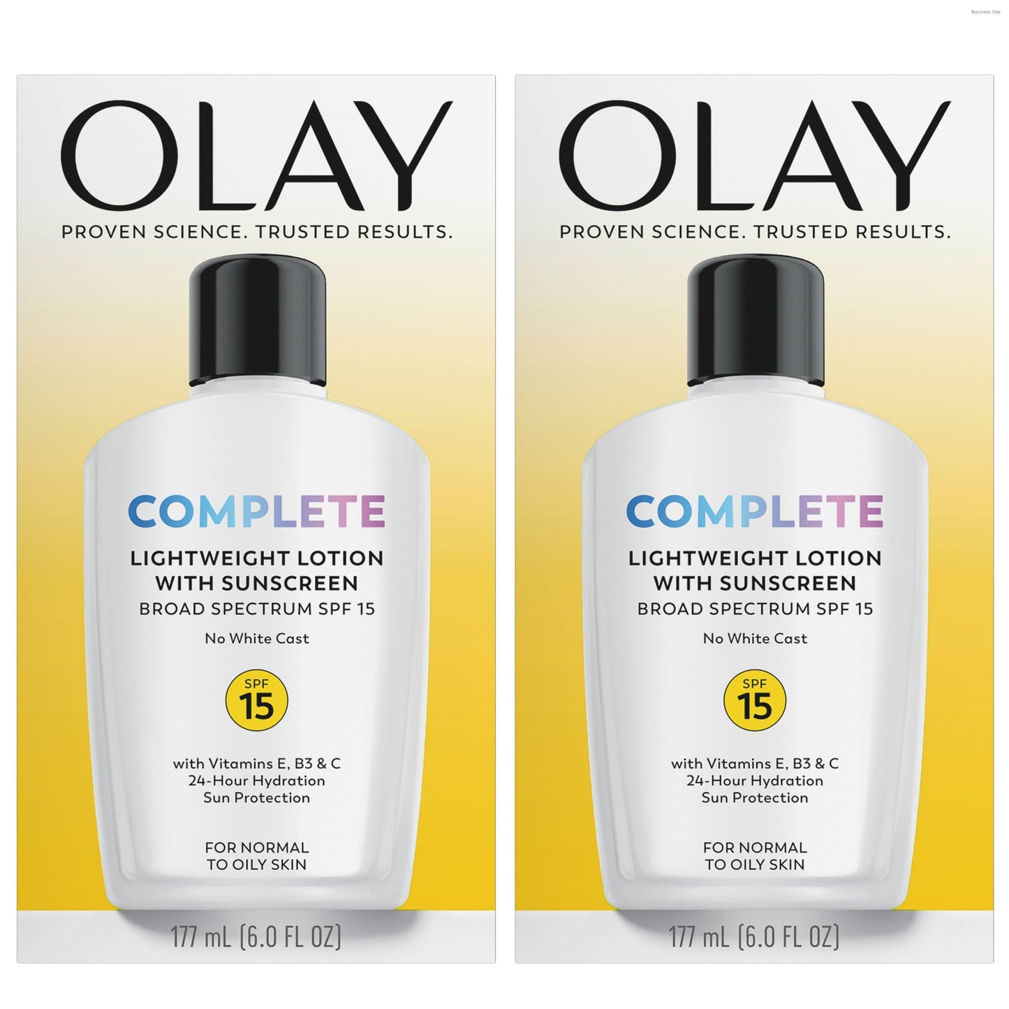 Hot Olay Face Moisturizer, Complete with Sunscreen SPF 15, Daily Facial Lotion for Normal Skin, Lightweight Hydrating Broad Spectrum Sun Protection - Vitamin C, E, and Niacinamide - 6 Oz 2 Pack