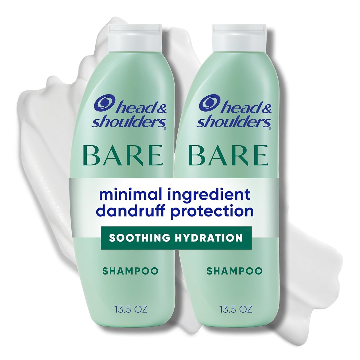 HotHead & Shoulders Anti-Dandruff Shampoo, BARE Soothing Hydration Twin Pack, 1% Pyrithione Zinc, Dry Scalp Relief, Free of Sulfates, Silicones, Dyes, 13.5 Fl Oz Each