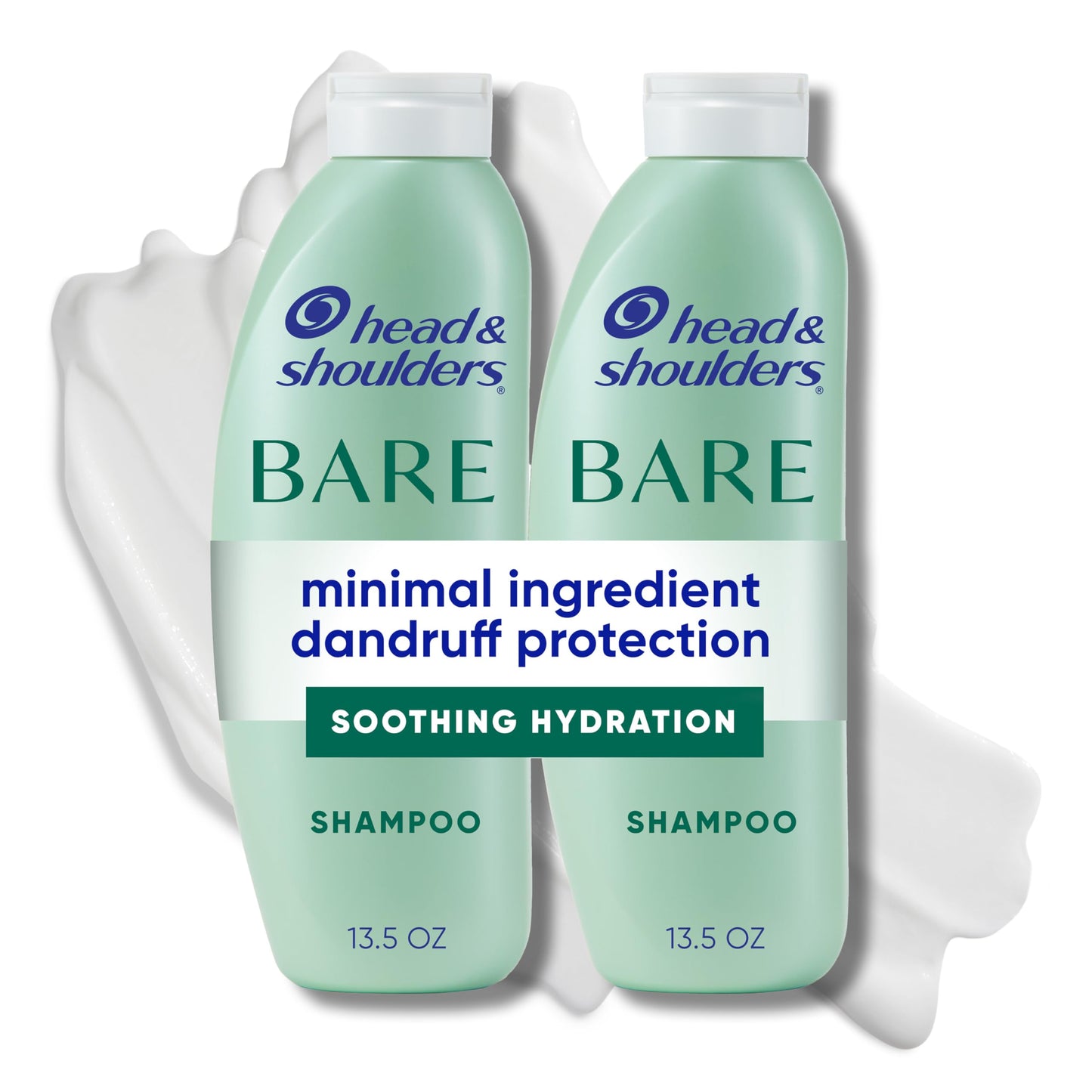 HotHead & Shoulders Anti-Dandruff Shampoo, BARE Soothing Hydration Twin Pack, 1% Pyrithione Zinc, Dry Scalp Relief, Free of Sulfates, Silicones, Dyes, 13.5 Fl Oz Each