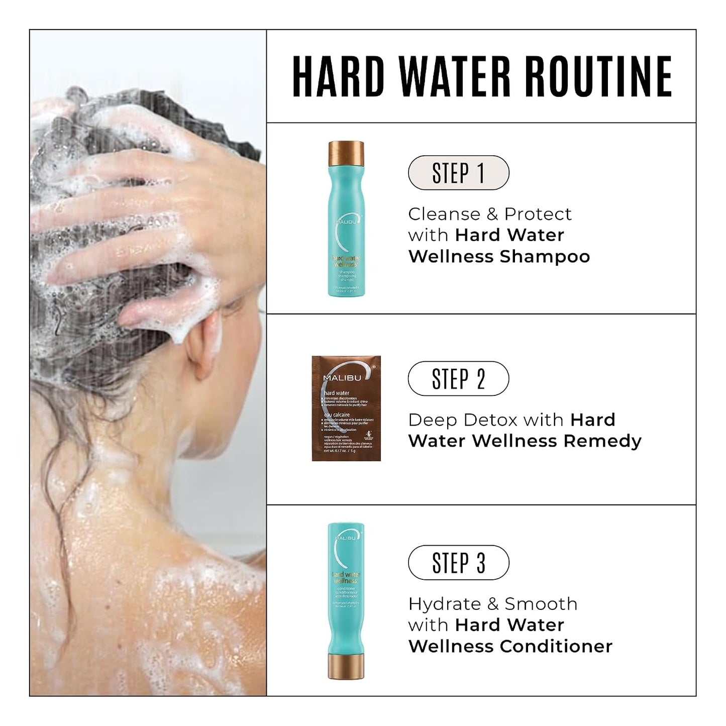 HotMalibu C Hard Water Wellness Shampoo - Hydrating, Sulfate-Free Hair Care for Hard Water - Removes Minerals and Buildup (9 oz)