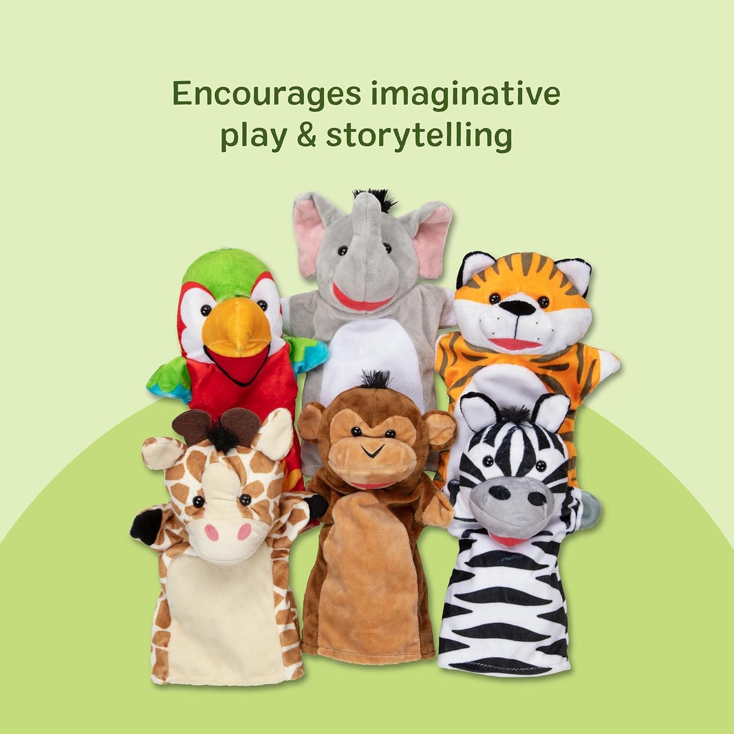 Hot Melissa & Doug Safari Buddies Hand Puppets, Set of 6 (Elephant, Tiger, Parrot, Giraffe, Monkey, Zebra) Soft, Plush Puppet, Stuffed Animals, Pretend Play Toddler Toys for Girls & Boys 2+