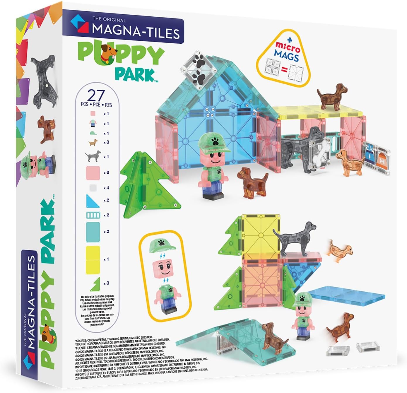 HotMAGNA-TILES Puppy Park 27-Piece Magnetic Construction Set, The Original Magnetic Building Brand