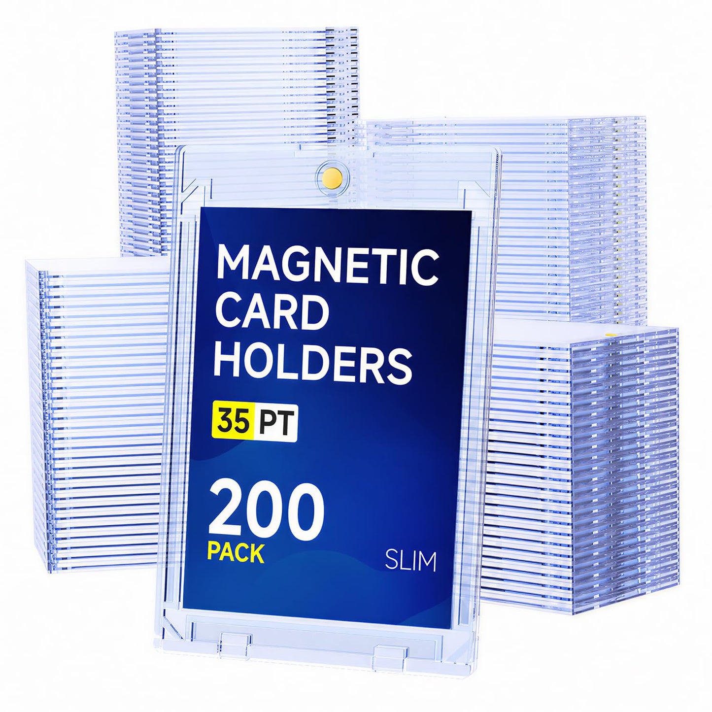 Hot50ct Magnetic Card Holder, 35pt One Touch Card Holder, U-V Protectors Hard Plastic for Trading Cards, Magnet Case, Sports, Game, Football, Baseball