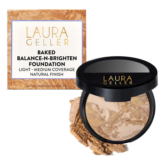 HotLAURA GELLER NEW YORK Award-Winning Baked Balance-n-Brighten Color Correcting Powder Foundation – Handmade in Italy – Buildable Coverage, Matte Finish – For Mature & Sensitive Skin – 04 Medium