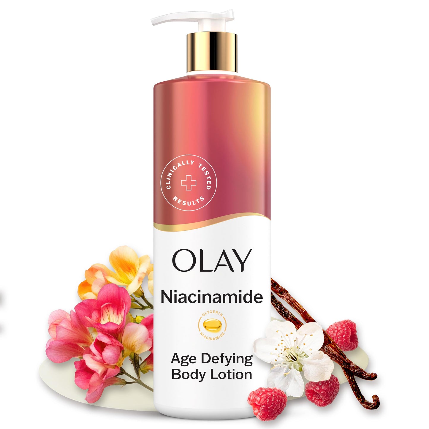 HotOlay Super Serum Hand & Body Lotion for Dry Skin, 24hr Long Lasting Hydration, 5+ Ingredient Complex for Bright Even Firm Luminous Skin, Sweet Vanilla & Soft Wood Scent, 18.5 fl oz