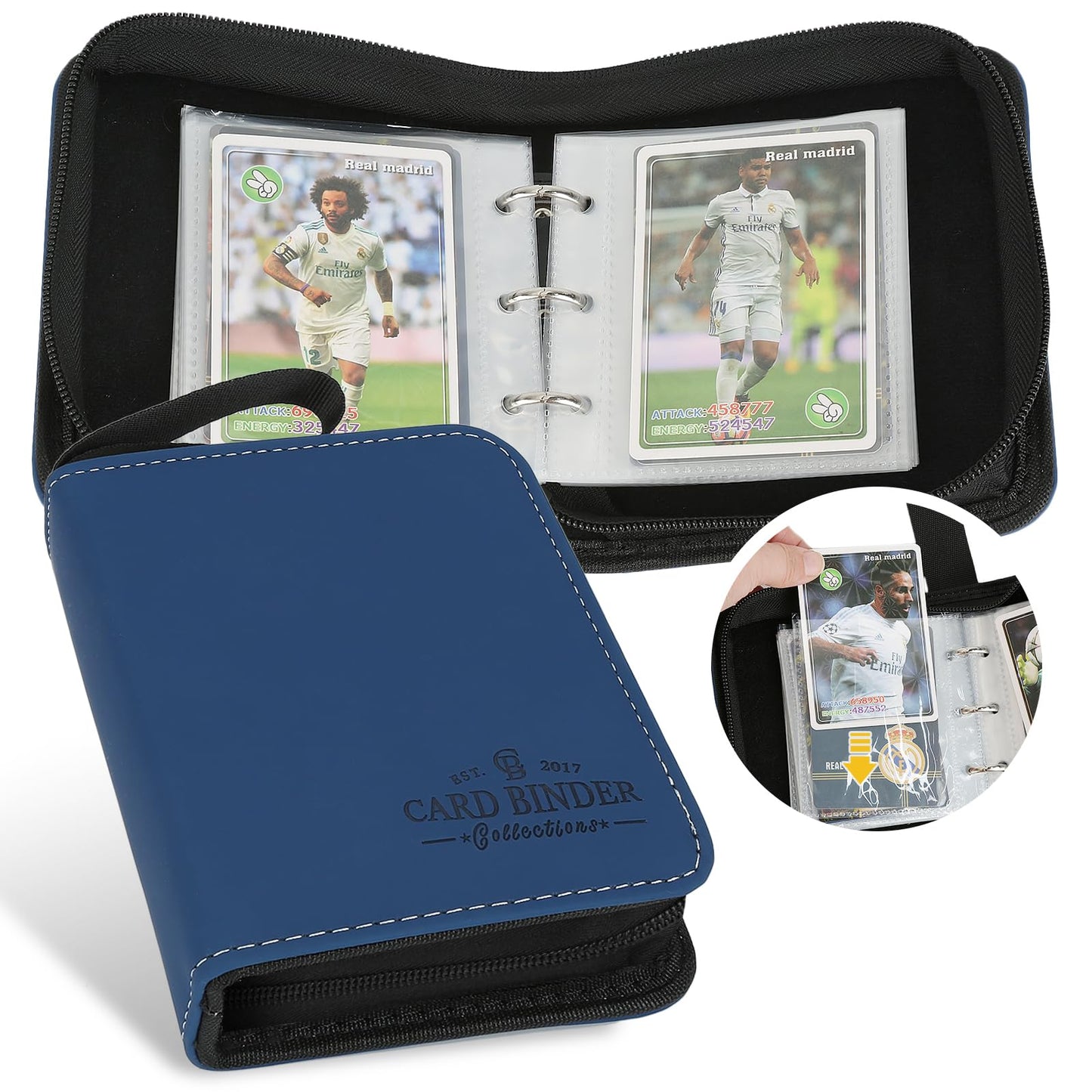 Hot 9 Pocket Card Binder, Premium Zip Trading Card Binder, 540 Double Sided Pocket PU Collection Binder, Collector Album, Card Folder for MTG, TCG, Sports Cards (Black)