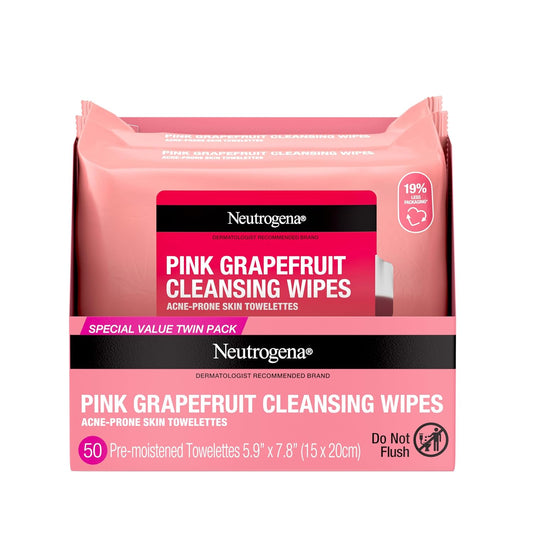 HotNeutrogena Makeup Remover Cleansing Towelettes, Pink Grapefruit, 25 Count, Twin Pack