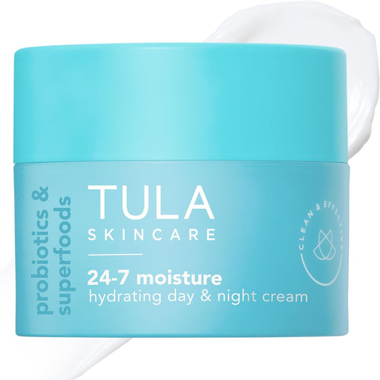 HotTULA Skincare 24-7 Hydrating Day & Night Cream, Anti-Aging Face Moisturizer for Dryness & Dullness with Prebiotic Extracts & Hyaluronic Acid
