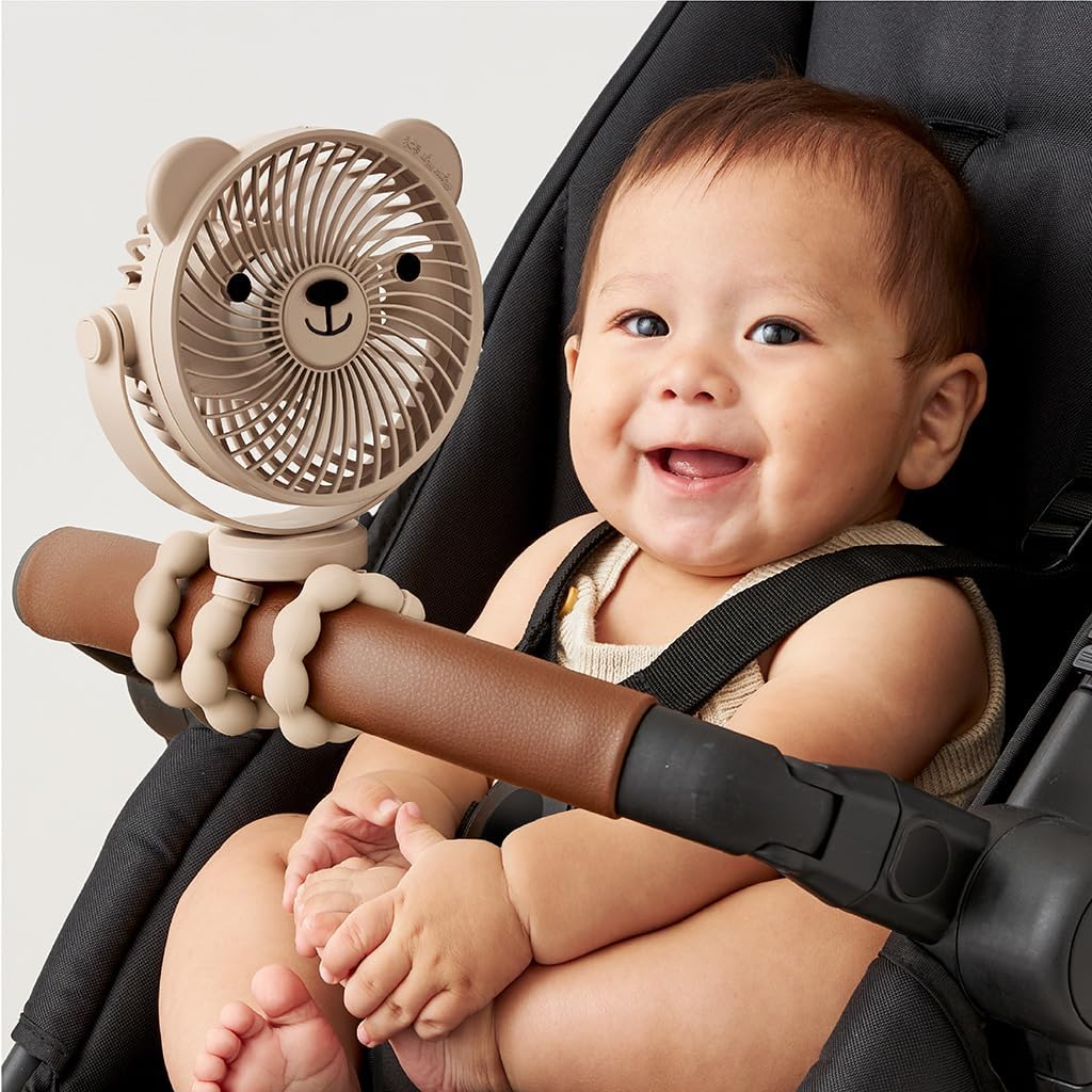 Hot Itzy Ritzy Baby Stroller Fan - Rechargeable Fan Features 360 Degree Swivel, Flexible Wraparound Legs and 3 Speeds (Bear)
