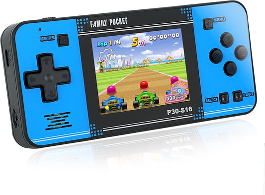 Hot Handheld Game for Kids -Preloaded 220 Retro Video Games, Portable Gaming Player with Rechargeable Battery 3.0" LCD Screen, Mini Arcade Electronic Toy Gifts for Boys Girls (Black+Blue)