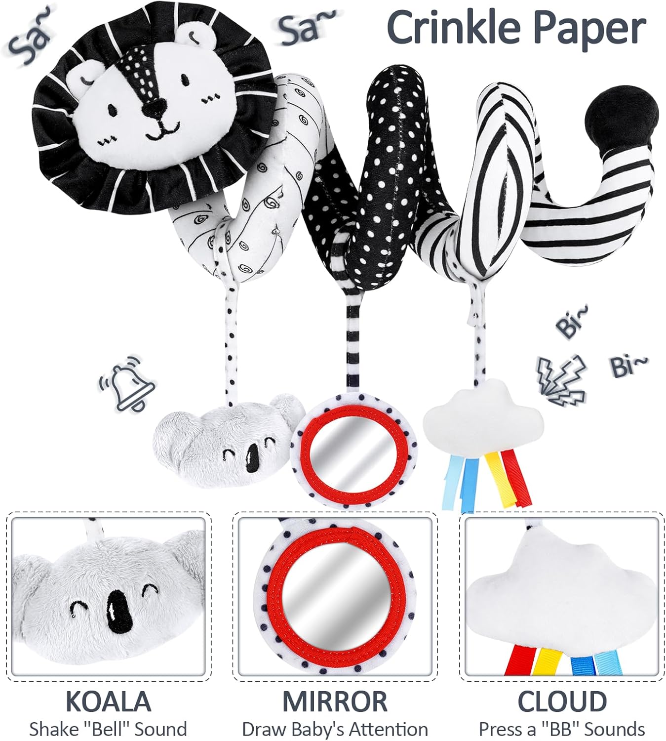 Hot Joyreal High Contrast Baby Toys for Newborn, Black and White Baby Sensory Toys with Car Seat Toys,Infant Toys with Black White Cards Book, Montessori Toys for Baby Gifts