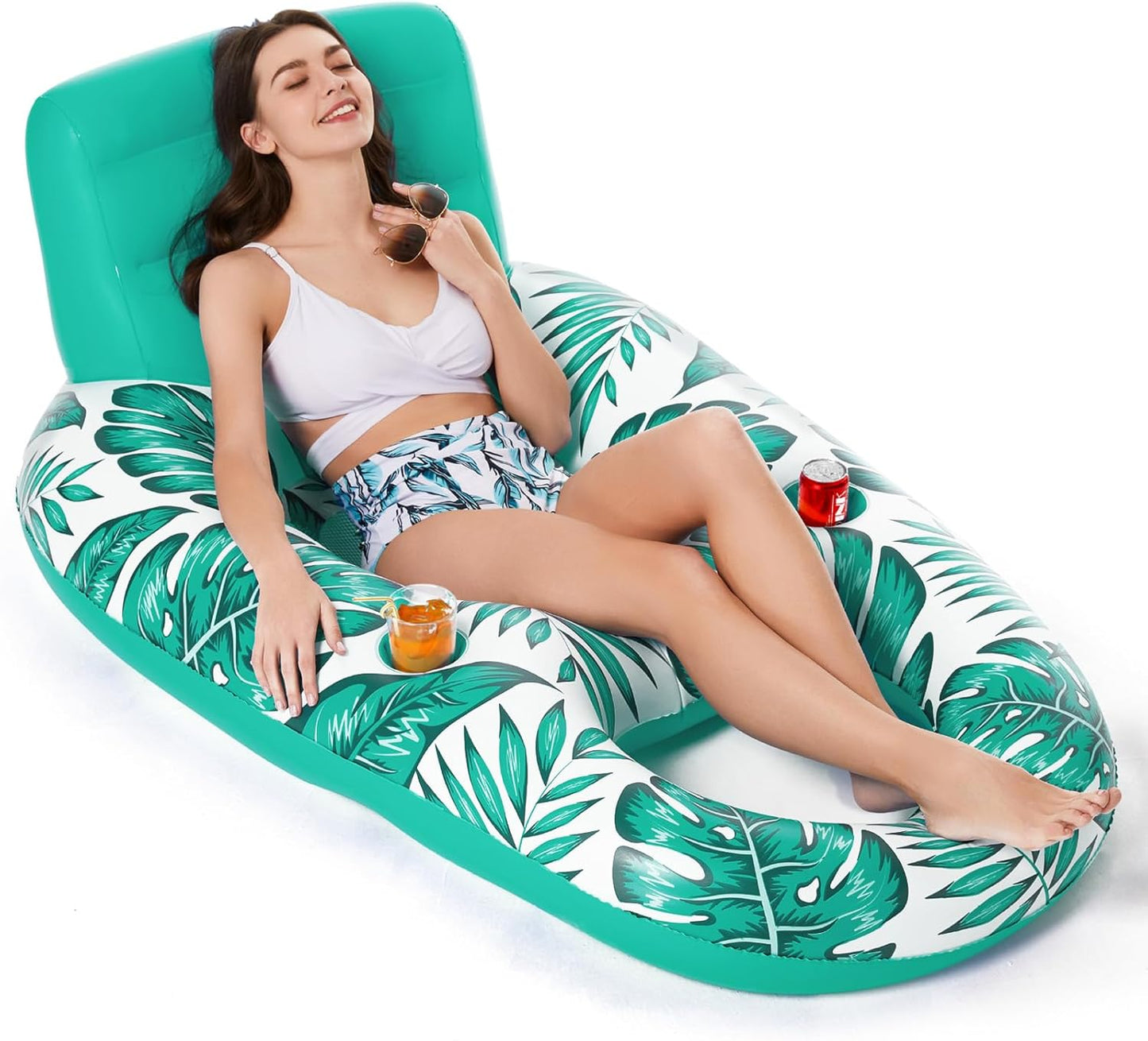 HotJasonwell Inflatable Pool Float Adult - Pool Floaties Lounger Floats Raft Floating Chair Water Floaties for Swimming Pool Lake Lounge Float with Cup Holders Beach Pool Party Toys for Adults