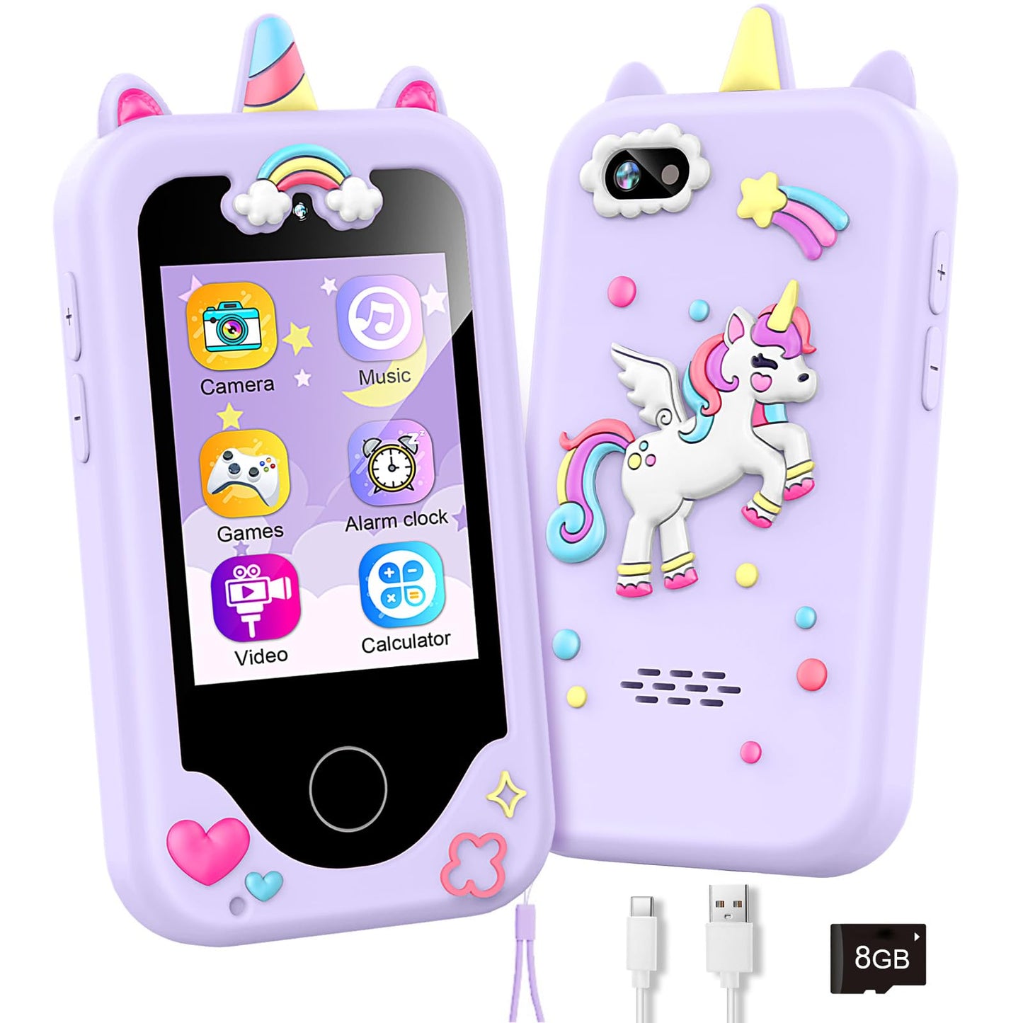 Hot Kids Smart Phone with Dual Camera, Game & Music Player, Toddler Learning Play Toy Cell Phone, Gifts for Girls, Christmas, Birthday, Age 3-10, Light Pink