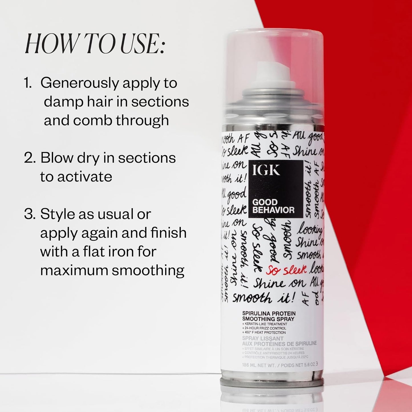 HotIGK GOOD BEHAVIOR Spirulina Protein Smoothing Spray | 4-Day Frizz Control + Heat Protectant | Vegan + Cruelty Free | 5.6 Oz