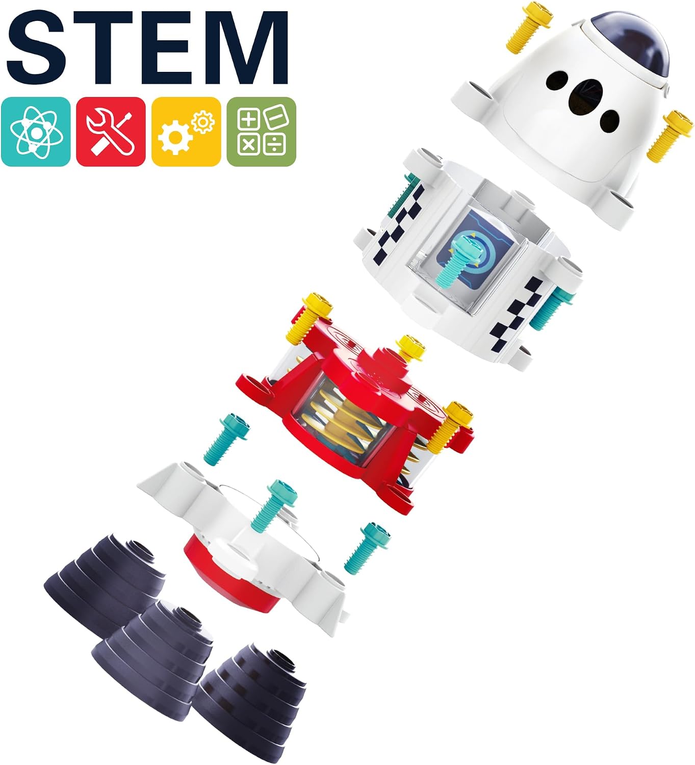 HotiPlay, iLearn Rocket Outer Space Toys, Kids Spaceship Playset with Space Shuttle, Electric Drill, 2 Astronauts, Educational STEM Take Apart Adventure Gift for 3 4 5 6 7 8 Year Old Boy Girl