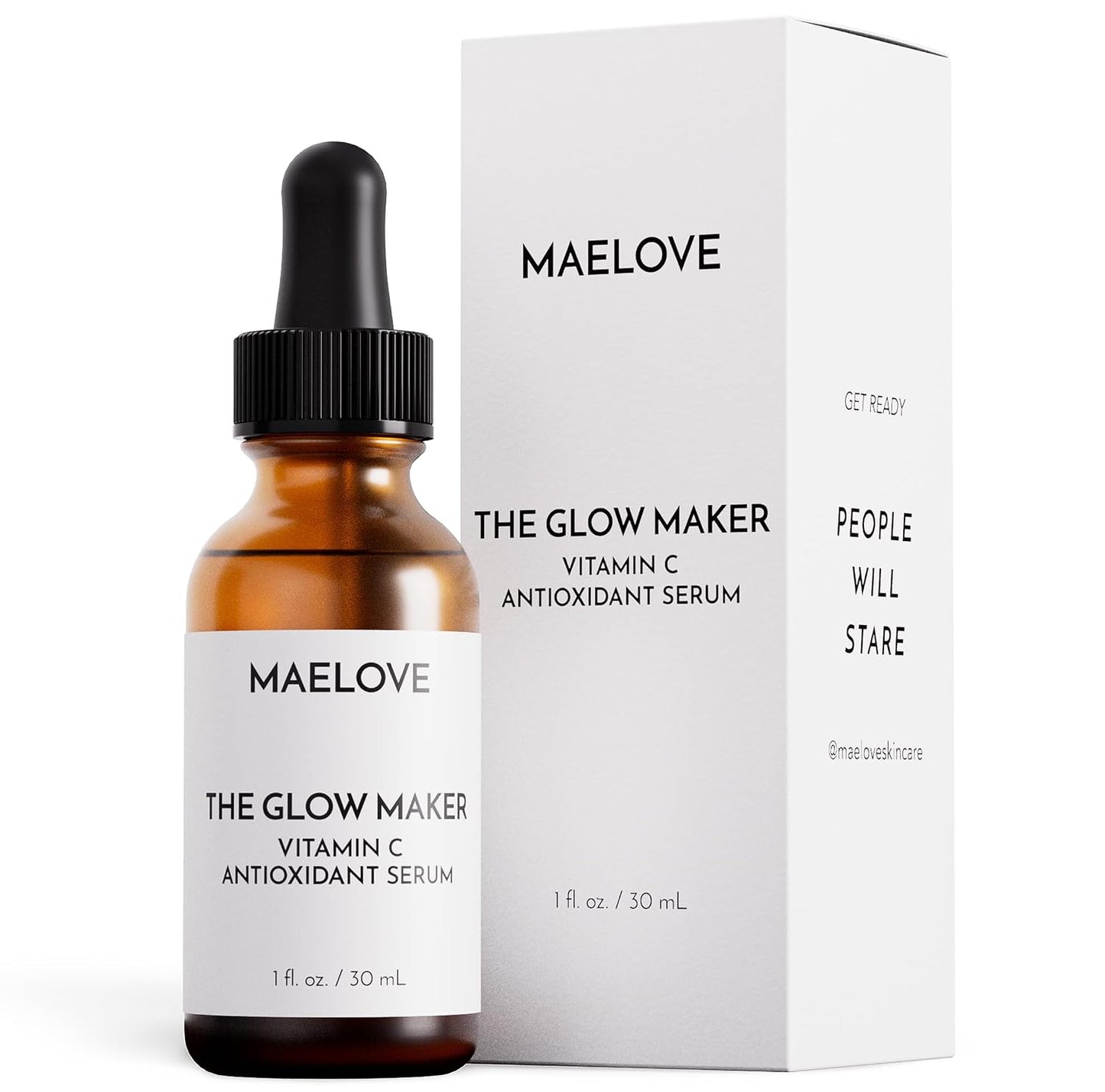 HotMAELOVE Glow Maker Vitamin C Serum with Vitamin E, Ferulic Acid & Hyaluronic Acid, Award-Winning Brightening and Hydrating Facial Serum, Unscented, 1.0 fl oz