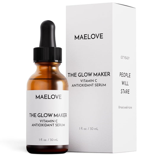 HotMAELOVE Glow Maker Vitamin C Serum with Vitamin E, Ferulic Acid & Hyaluronic Acid, Award-Winning Brightening and Hydrating Facial Serum, Unscented, 1.0 fl oz