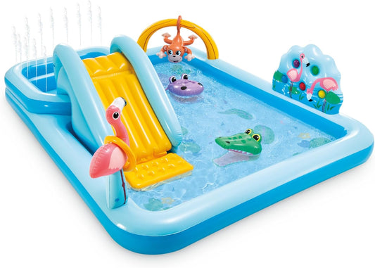 Hot Intex 96" x 78" x 28" Inflatable Jungle Adventure Play Center Spray Kiddie Pool - Backyard Kids Water Slide, Outdoor Blow-Up Splash Pad for Toddlers