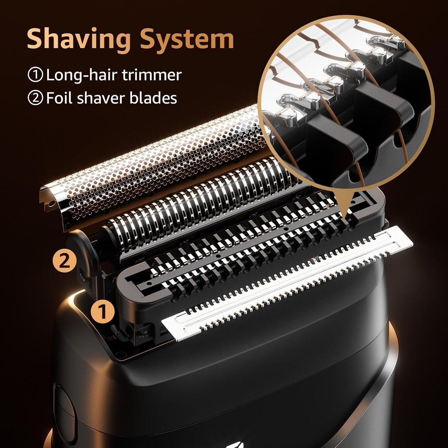 HotMbzoey Electric Foil Shavers for Men: Mini Electric Razor for Face - IPX7 Waterproof Cordless Razor with LED Display & Fast Charge - Micro-Comb Technology & Precision Blades，Father's Day Gifts