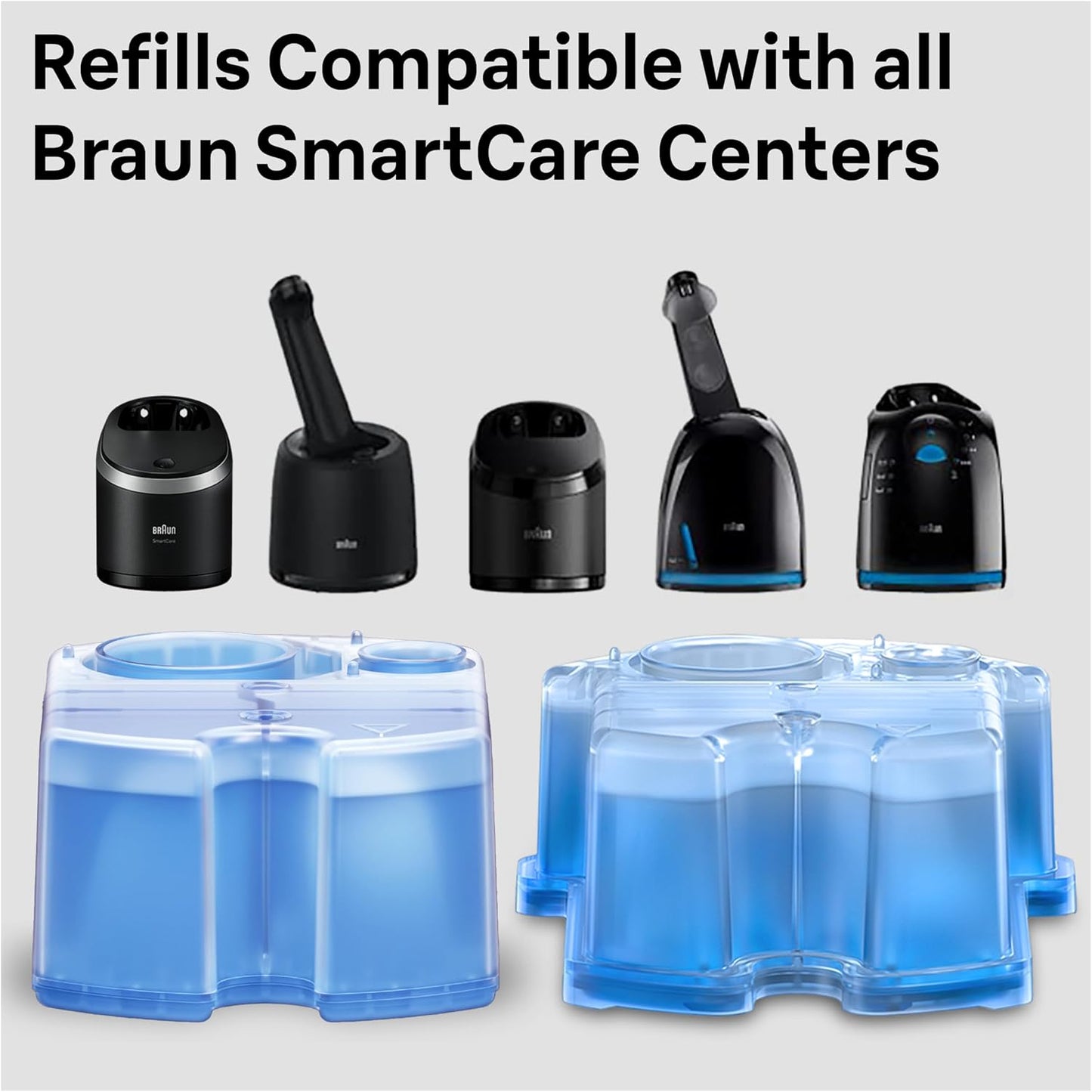 HotBraun Clean & Renew Refill Cartridges CCR, Replacement Shaver Cleaner Liquid Solution for Clean&Charge System, Pack of 4