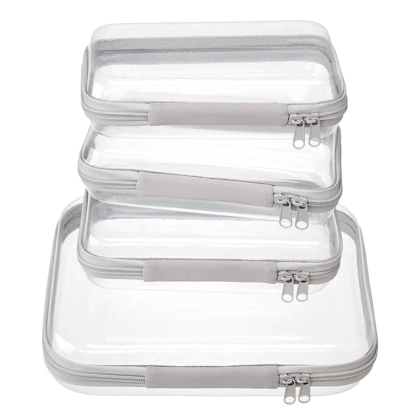Hot4 pcs Clear Zipper Pouches,Hard Shell Zipper Case | Toiletry Bag for Travel, CLear Diaper Bag, Toiletry Pouch, Travel Organizer, Cosmetic Bag,Toy Storage Bins (M+3S)