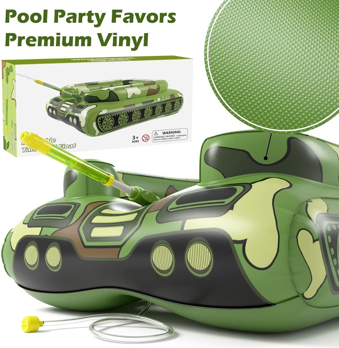 HotTank Pool Floats Kids Adults - Jasonwell Inflatable Pool Floaties Swimming Pool Tank with Water Cannon Gun Swim Floaty Rafts Lake Beach Party Pool Toys for Boys Girls Toddlers Kids Adults (Green, L)