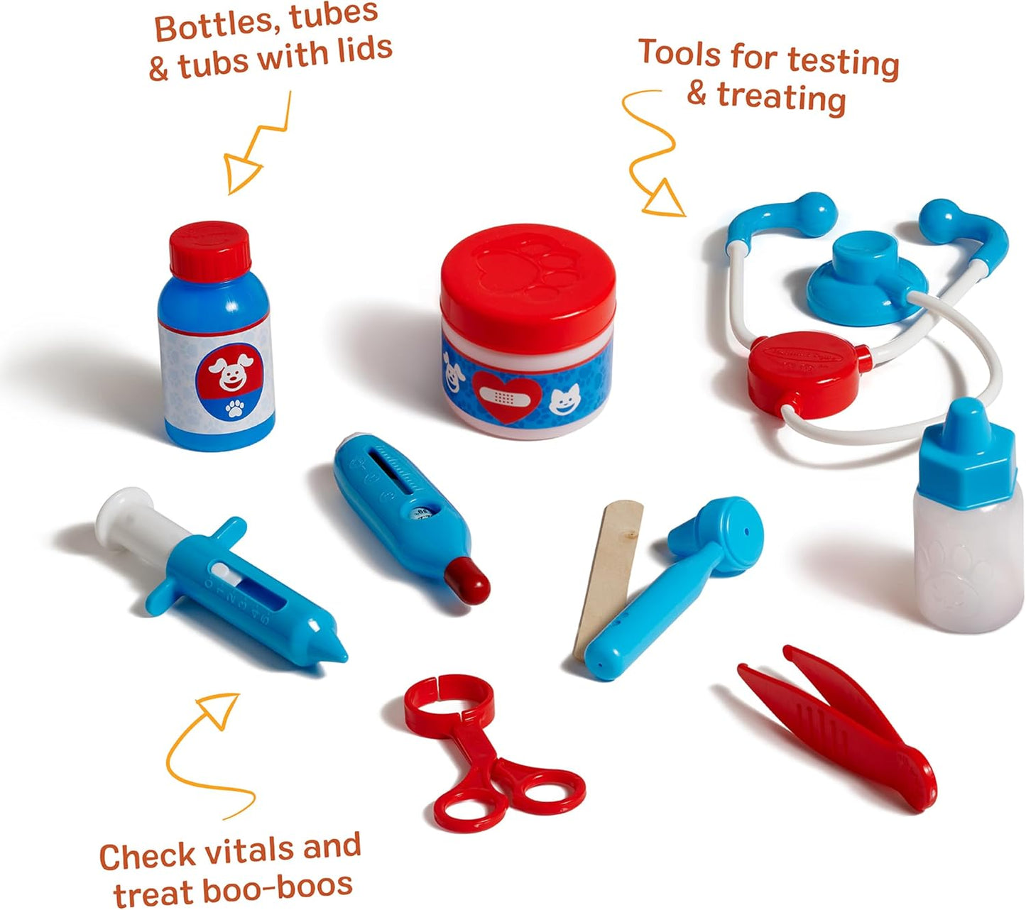 HotMelissa & Doug Examine and Treat Pet Vet Play Set, 24-Piece Animal Doctor Playset with Dog & Cat Plushies, Pet Doctor Kit & Accessories, Preschool Toys for Girls & Boys Ages 3+